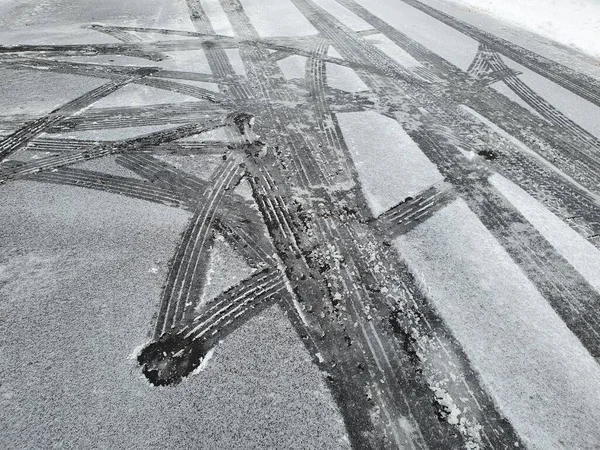 Nahaufnahme Straße Mit Schnee — Stockfoto