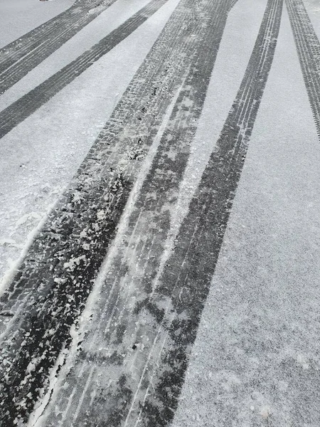 Detailní Cesta Sněhem — Stock fotografie
