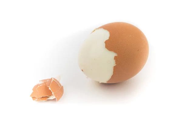Egg Broken Shell Closeup White Background — Stock Photo, Image