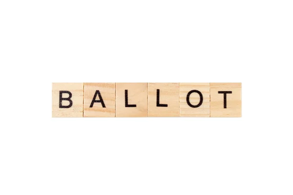 Ballot English Word White Isolated Background Composed Letters Wooden Cubes — Stock Photo, Image