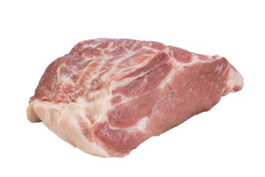 Beyaz arka planda izole edilmiş taze çiğ biftek. Taze çiğ et. en üstteki görünüm