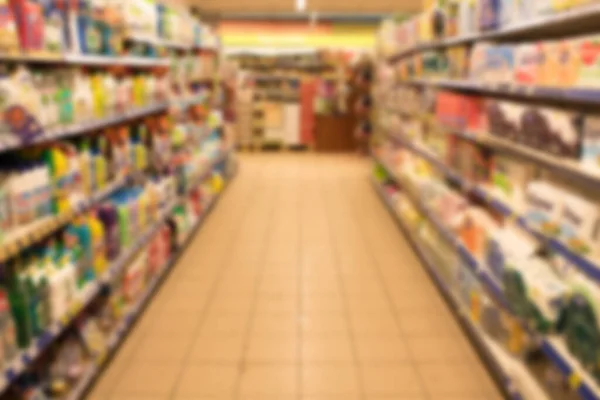 Blur Fundo Abstrato Pessoas Que Compram Supermercado Produtos Prateleiras Supermercado — Fotografia de Stock