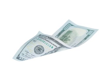 Dolar, beyaz arka planda banknotlar. Üst Manzara. yeni faturalar