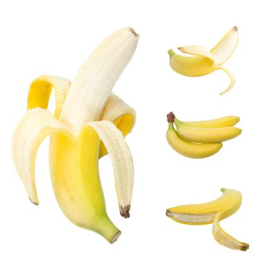 Muz üzerinde izole beyaz arka plan kümesi