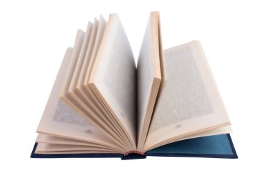 Beyaz arka plan üzerinde izole açık kitap. Metin için yer kopyalayın