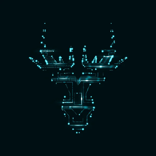 鹿の頭の回路基板の形状 — ストックベクタ