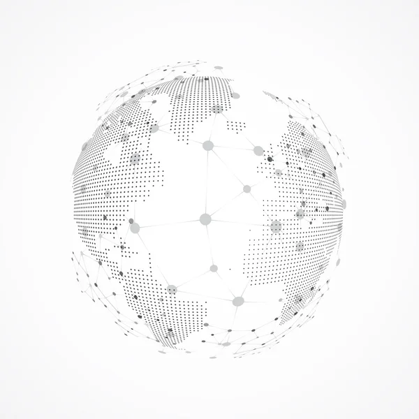 Imagem tecnológica do globo. Ponto e curva construíram a esfera — Vetor de Stock