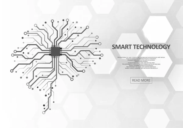 Cérebro Tecnológico Conceito Aprendizado Máquina Placa Circuito Abstrata Fundo Inovação — Vetor de Stock