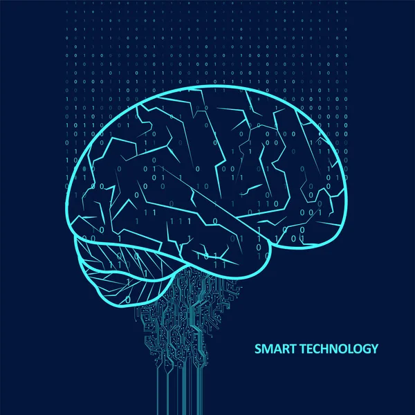 Cérebro Tecnológico Conceito Aprendizado Máquina Placa Circuito Abstrata Fundo Inovação — Vetor de Stock