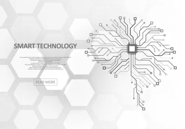 Cérebro Tecnológico Conceito Aprendizado Máquina Placa Circuito Abstrata Fundo Inovação — Vetor de Stock