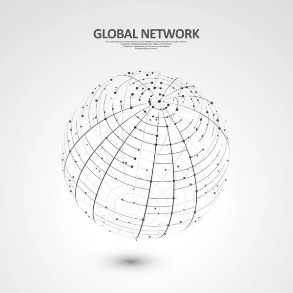 Abstract Global Technology Background Global Network Connection Point Curve Constructed — Stock Vector