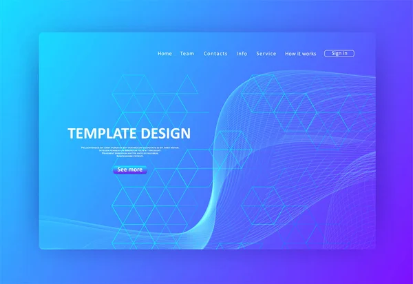 科学的な生活についてのウェブサイトのランディングページ 六角形のセルと波線のセットで構成されています あなたのデザインのグラフィックコンセプト — ストックベクタ