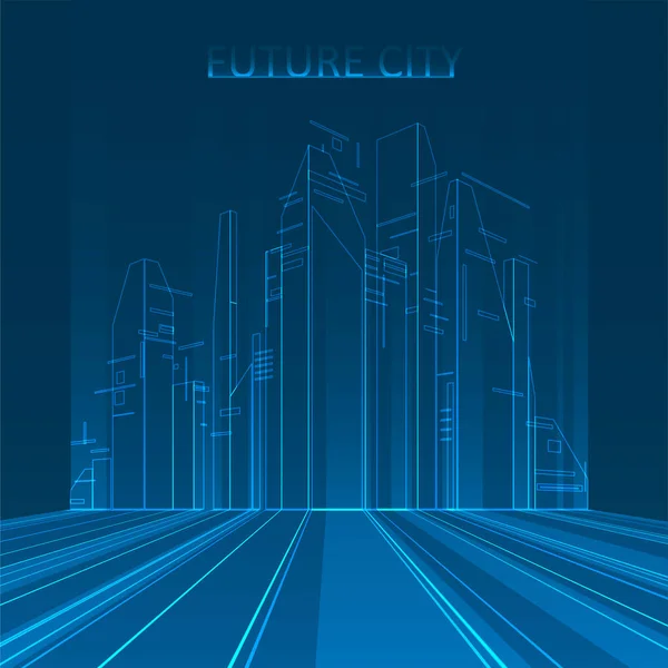 Illustration Der Künftigen Skyline Der Stadt Grafisches Konzept Für Ihr — Stockvektor