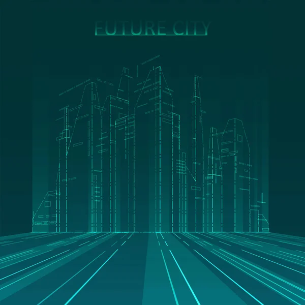 Ilustracja Przyszłej Panoramy Miasta Koncepcja Graficzna Dla Twojego Projektu Styl — Wektor stockowy