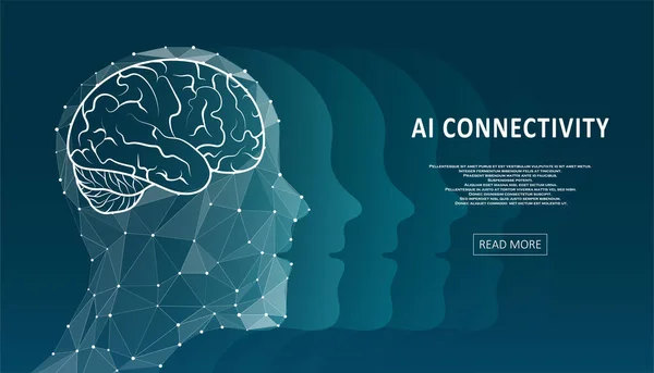 Illustration Intelligence Artificielle Intelligence Artificielle Concept Apprentissage Automatique Cerveau Polygonal — Image vectorielle