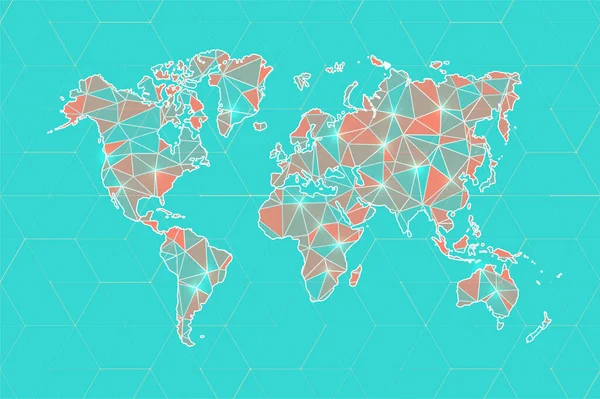 Image Technologique Globe Formes Polygonales Abstraites Arrière Plan Avec Points — Image vectorielle