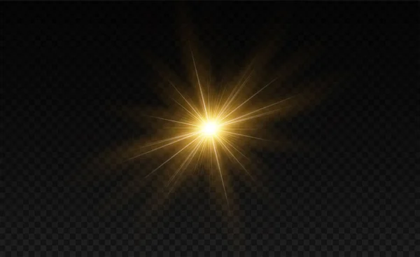 Brillante Estrella Dorada Efecto Explosión Luz Concepto Gráfico Para Diseño — Archivo Imágenes Vectoriales