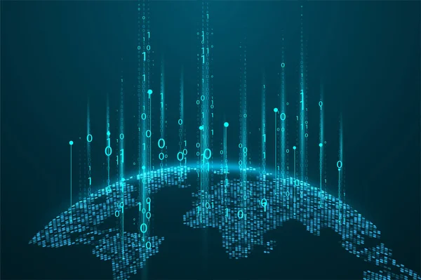 Mapa Abstrato Planeta Conceito Gráfico Rede Global Visualização Big Data — Vetor de Stock