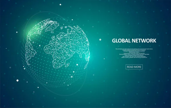 グローバル技術の概念 デジタルネットワークグラフィックコンセプト あなたのデザインのグラフィックコンセプト — ストックベクタ
