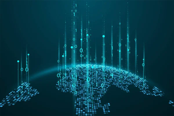 Mapa Abstrato Planeta Conceito Gráfico Rede Global Visualização Big Data —  Vetores de Stock