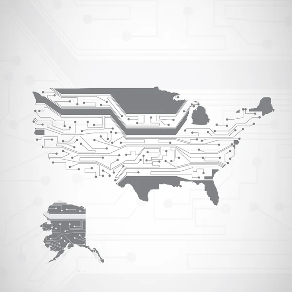 Mapa de EE.UU., fondo de placa de circuito — Archivo Imágenes Vectoriales