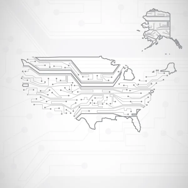 Usa map, leiterplattenhintergrund — Stockvektor