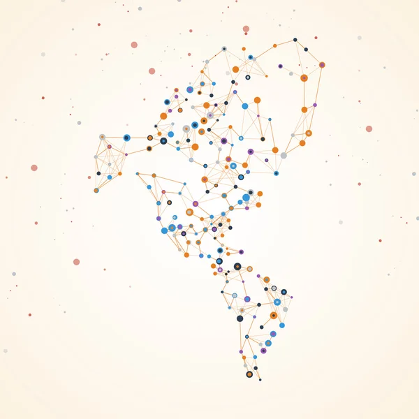 Mappa America del Nord e del Sud — Vettoriale Stock