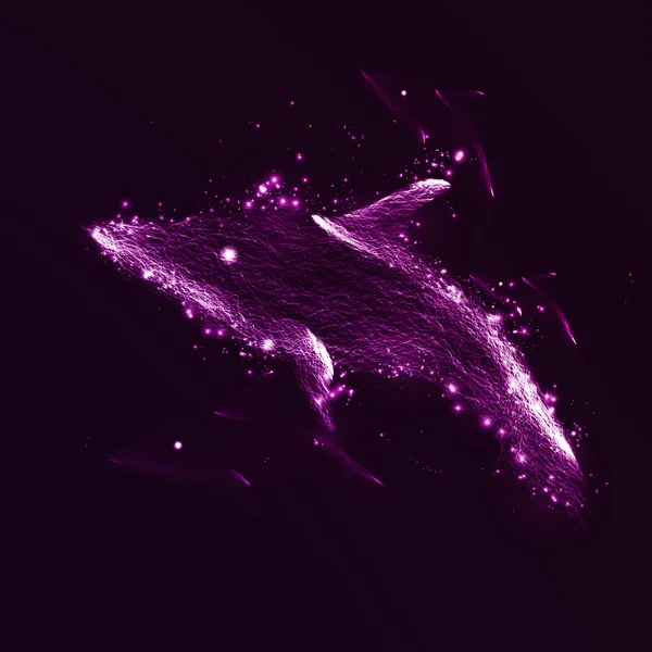 霓虹灯海豚，未来派的抽象艺术 — 图库矢量图片