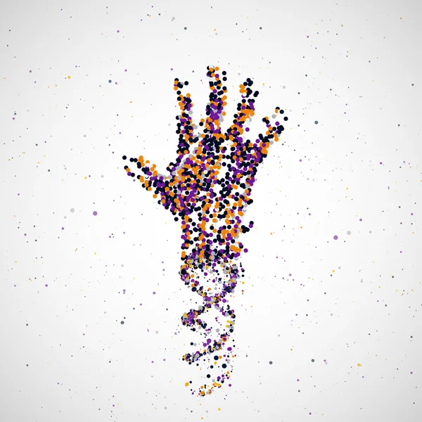 Futuristický model ruky dna, abstraktní molekuly — Stockový vektor