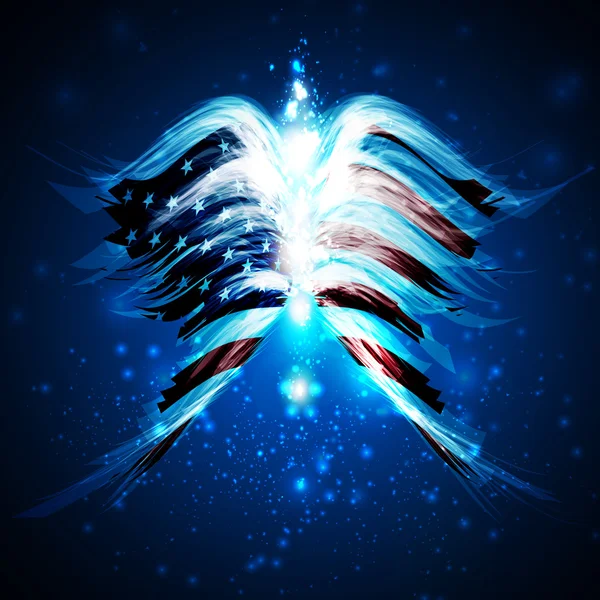 Abstraktní andělská křídla s americkou vlajkou — Stockový vektor