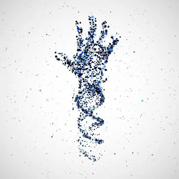 Futuristische model van hand dna, abstracte molecuul — Stockvector