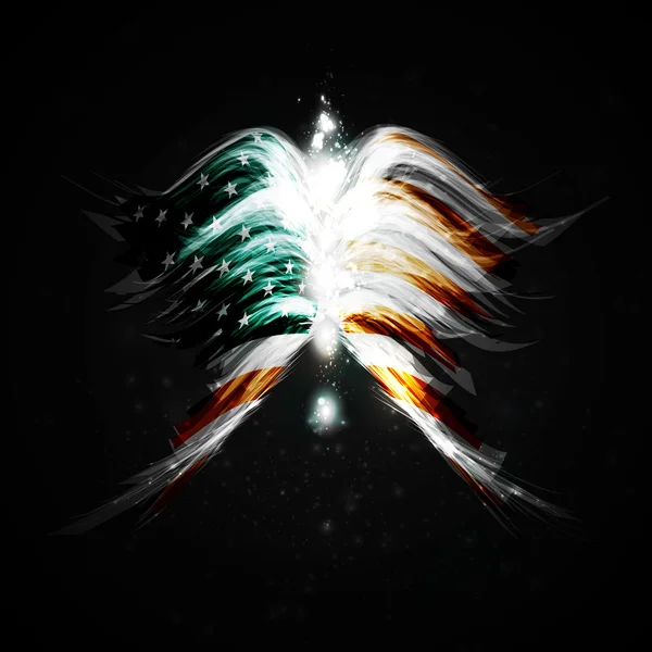 Ailes d'ange abstraites avec drapeau américain — Image vectorielle
