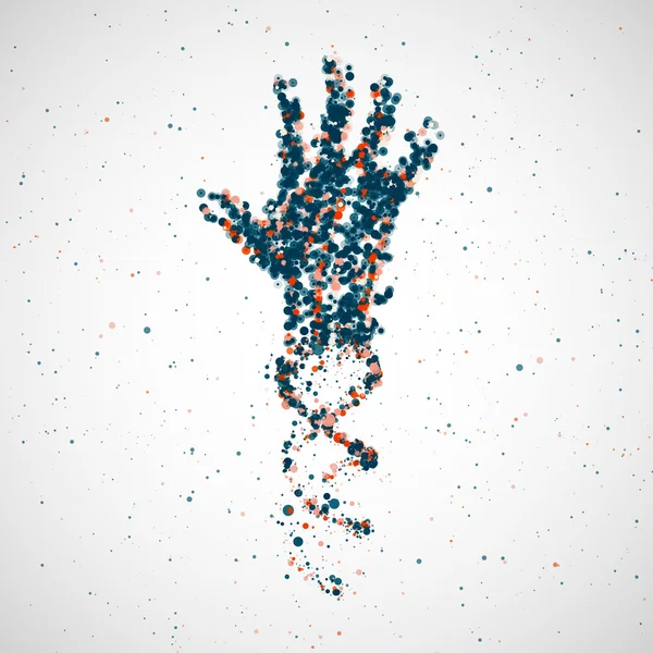 Futuristic model of hand dna, abstract molecule — Stock Vector