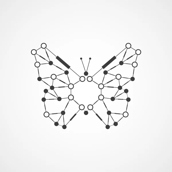 Structure moléculaire en forme de papillon — Image vectorielle