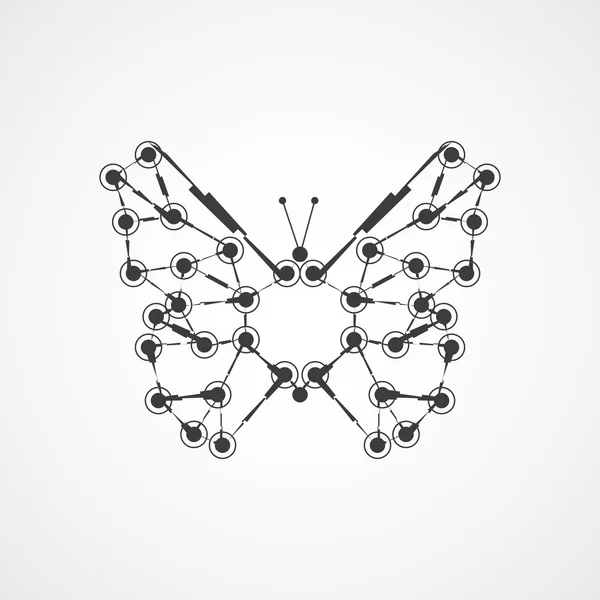 Estructura molecular en forma de mariposa — Vector de stock