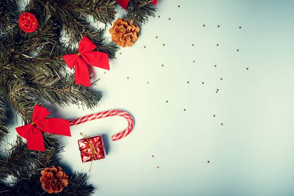 Latar Belakang Natal Dengan Latar Belakang Biru Ruang Penyalinan Kartu — Stok Foto