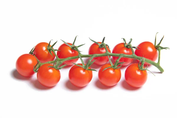 Cherry Tomatoes Branch Isolated White Background Red Tomato Tomatoes Branch — Stock Photo, Image