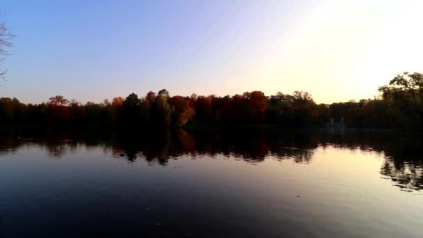 아침 햇살에 비디오 가을 공원. 가을 풍경. 모닝 라이트. — 비디오