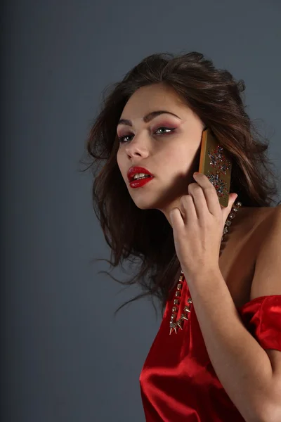 Lady in red — Stock Photo, Image