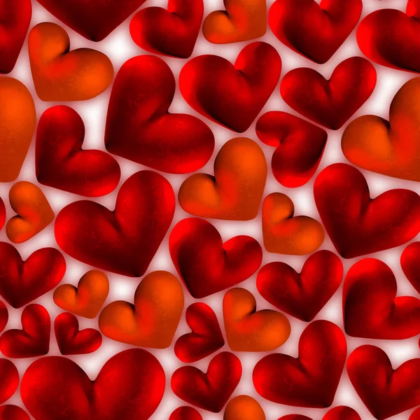 3D-Bild, das nahtlose Muster auf weißem Hintergrund wiedergibt. rotes Herz. Geschlecht. Feiertag Valentinstag. Gender-Symbol. Hintergrund — Stockfoto