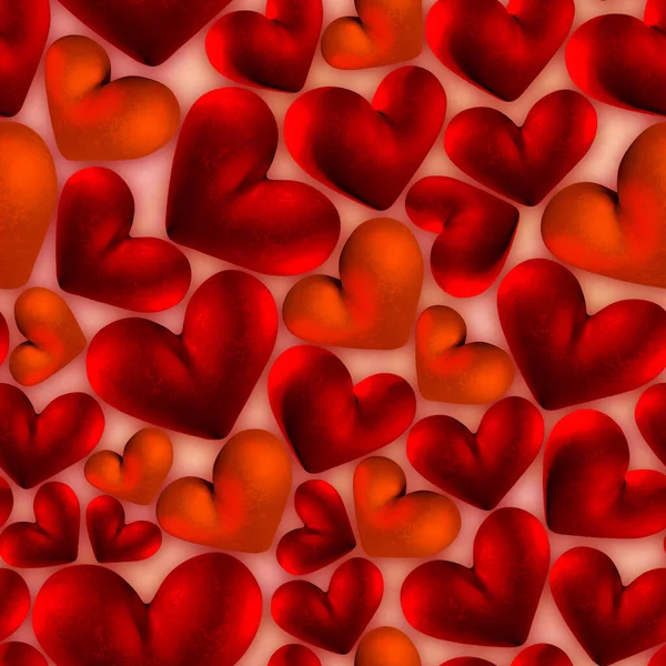 3D-Bild, das nahtlose Muster auf rotem Hintergrund wiedergibt. Schwarzes Herz. Geschlecht. Feiertag Valentinstag. Gender-Symbol. Hintergrund — Stockfoto