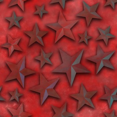 Kusursuz yıldız deseni, kırmızı arkaplanda bir yıldız. 3 boyutlu tasvir, illüstrasyon. Şenlikli soyut kavram. Yeni yıl, Noel, tekstil, kağıt.