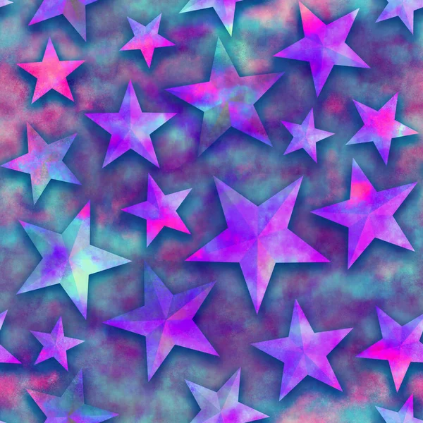 Seamless star pattern, star on a red background. 3D render, illustration. Festive abstract concept. New year, christmas, textiles, paper.