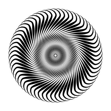 İzole edilmiş, vektör şeklinde. Beyaz arka planda dönen siyah spiral. Hipnoz etkisi. eps10