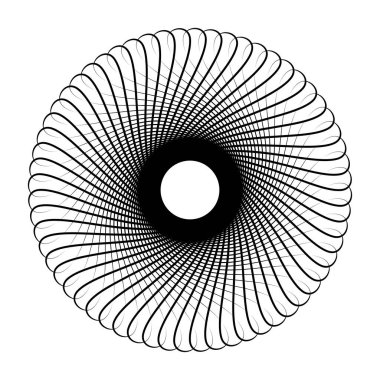 İzole edilmiş, vektör şeklinde. Beyaz arka planda dönen siyah spiral. Hipnoz etkisi. eps10