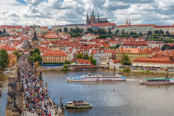 General view of Prague's historic center and the river Vltava - 3 — Stok fotoğraf