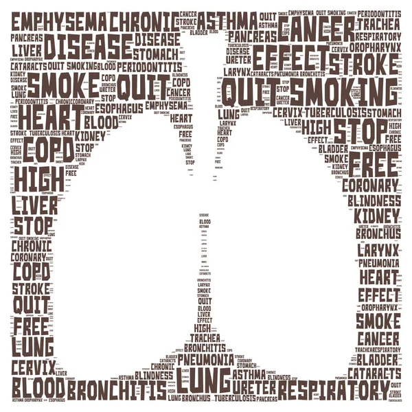 Word cloud of quit smoking in lung shape — Stock Photo, Image