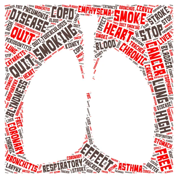 Word cloud of quit smoking in lung shape — Stock Photo, Image