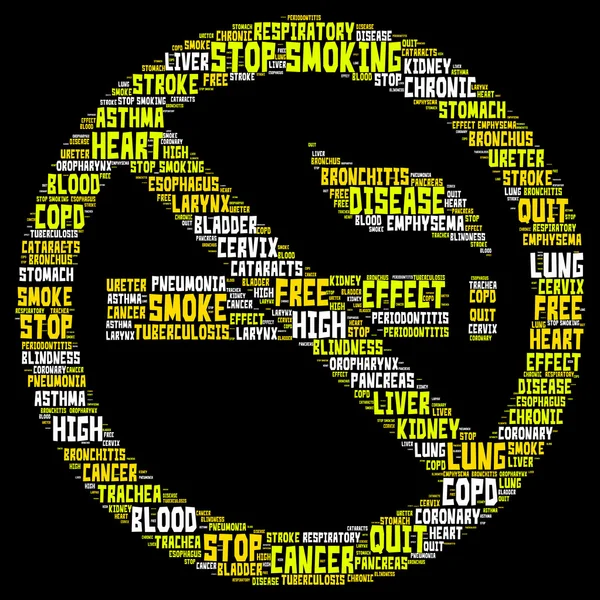 Word cloud of stop smoking in in no smoking sign Stock Picture