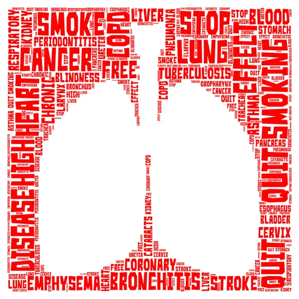 Word cloud of quit smoking in lung shape — Stock Photo, Image